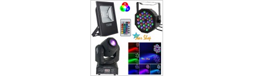 PROYECTORES, CABEZAS, FOCOS, AMPOLLETAS LED RGB COLORES