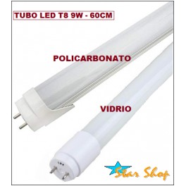 TUBO T8 LED 9W - 60cm, LUZ BLANCA FRÍA y CÁLIDA