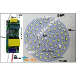 PLACA LED SMD REDONDA 36W CON DRIVER 220V