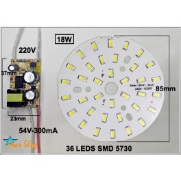 PLACA LED SMD REDONDA 18W CON DRIVER 220V