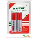 BLISTER RAPTOR CON 2 PILAS RECARGABLES 18650 Li-ion 3,7V