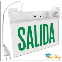 LETRERO LED LEYENDA SALIDA PLACA TRANSPARENTE