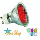 AMPOLLETA 18 LEDS DICRÓICA 220V-1W BASE GU-10, LUZ BLANCA Y COL